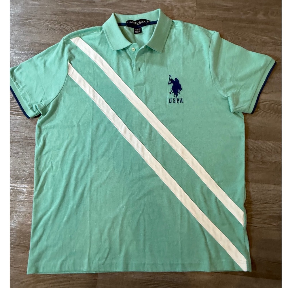 US Polo Assn‎ Mens Slim Polo Shirt Green Short Sleeve Embroidered Logo XL NWOT